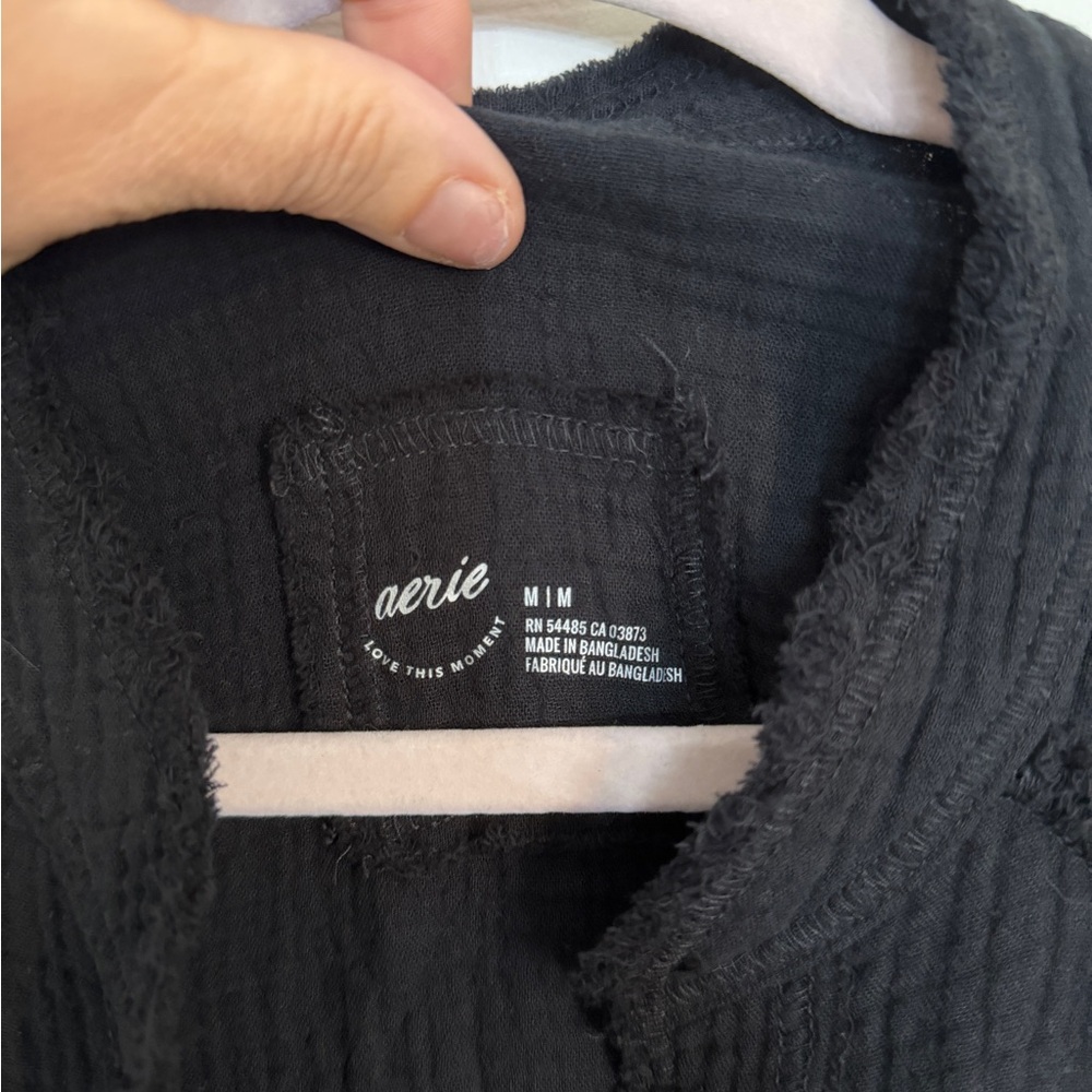 Black Lightweight Button-Up pool cover up - Picture 2 of 3